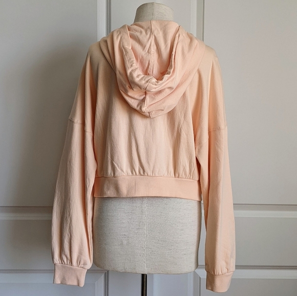 Young Fabulous & Broke Hoodie Cropped Full Zip Front Faux Pockets Peach M NWT - Picture 6 of 11